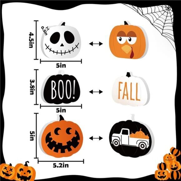 Fall Halloween Table Decorations Indoor 3ct Pumpkin Reversible Tiered Tray Decor - Picture 3 of 7